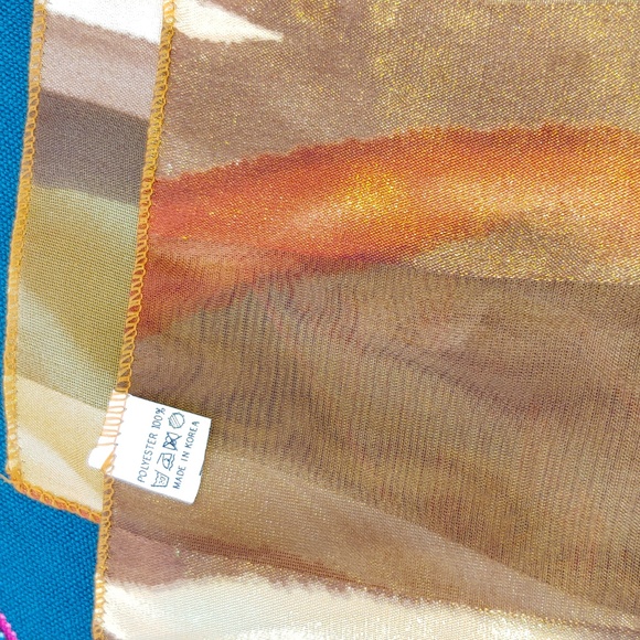 Set of 4 Fashion Scarves in Black, Blue, and Earth Tones size 14" x 60" - Picture 8 of 12